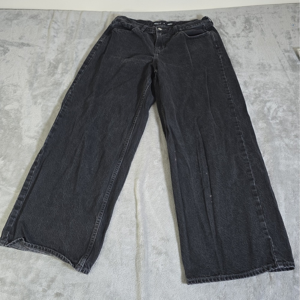 Old Navy Jeans Womens 10 Black Wow Baggy Wide Leg Dark Wash High Rise Casual